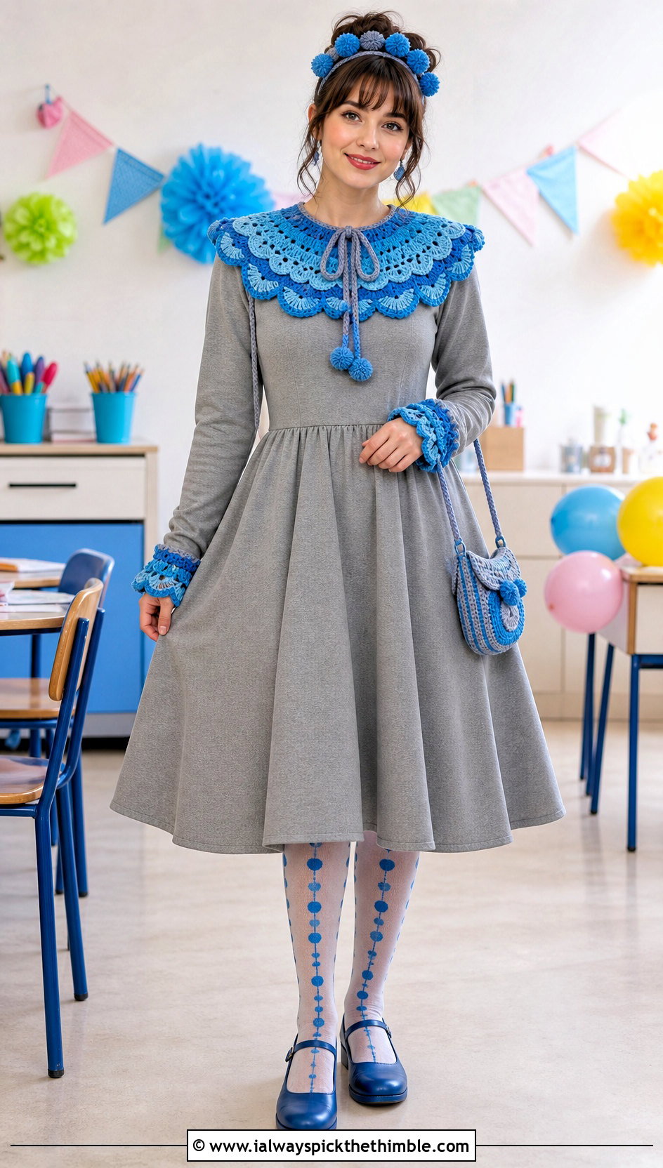 Crochet Clown Bib Collar With Midi Dress - 25 crochet clown costume outfit ideas