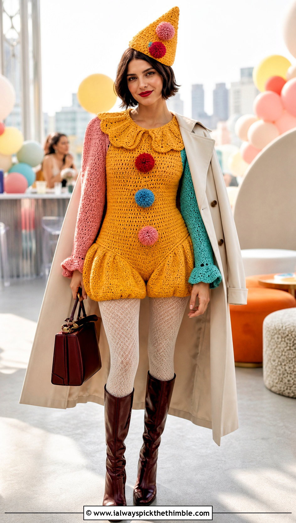 Crochet Clown Romper With Knee High Boots - 25 crochet clown costume outfit ideas