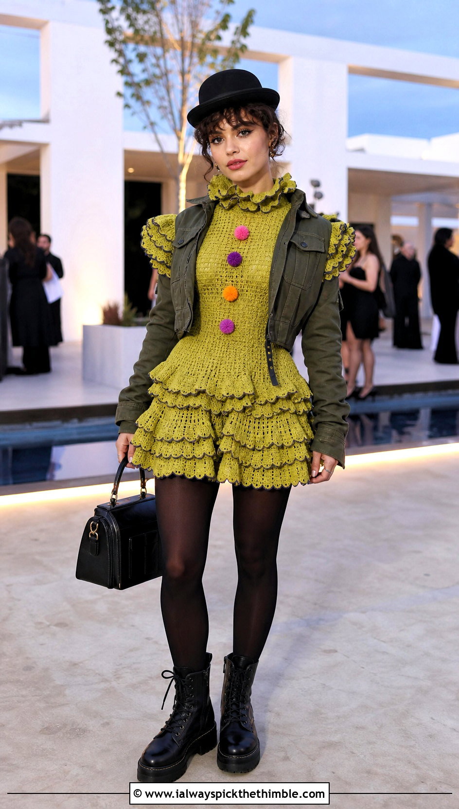 Crochet Clown Ruffle Dress With Combat Boots - 25 crochet clown costume outfit ideas