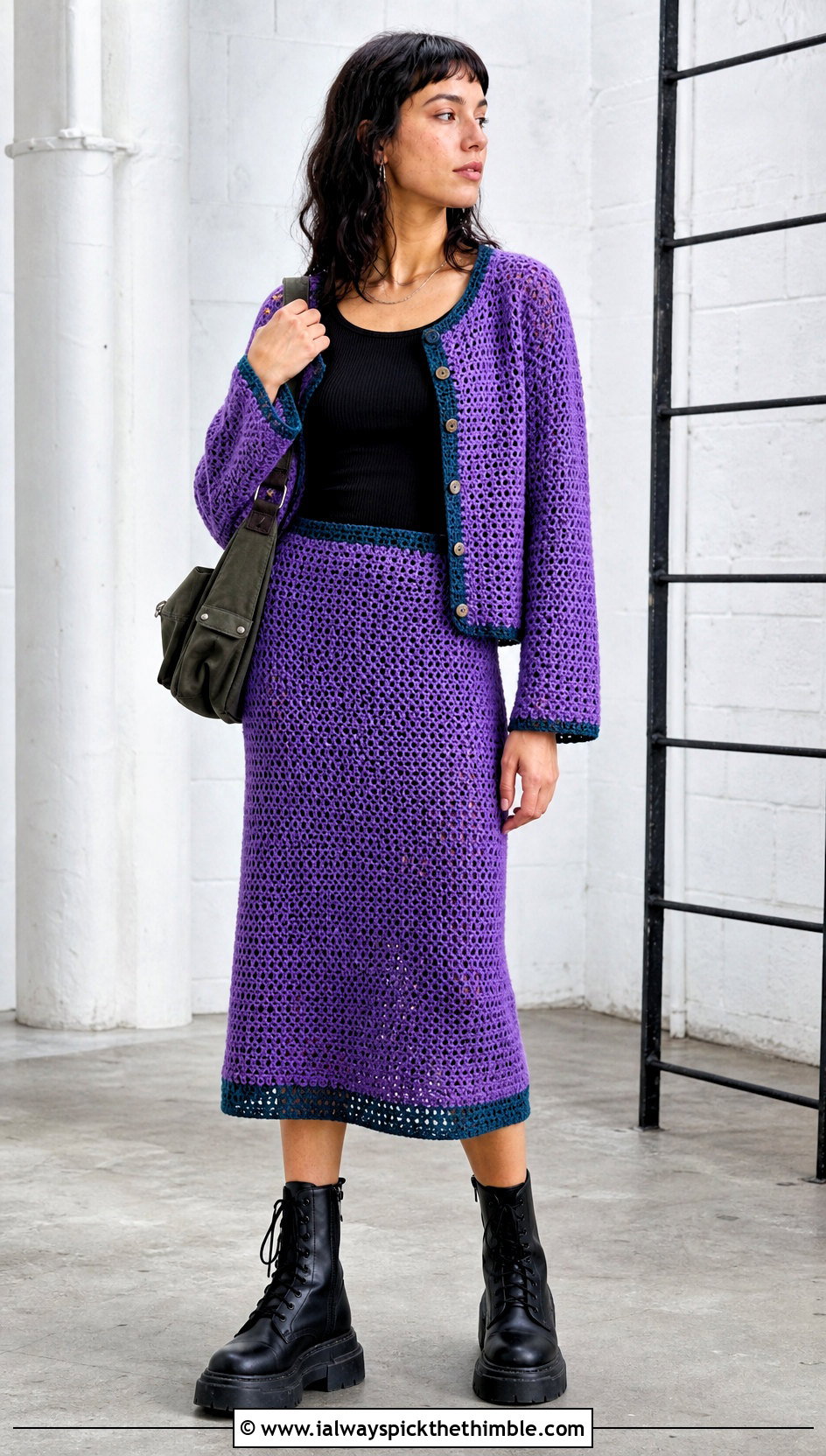 Crochet Co Ord Set With Combat Boots - 20 gothic crochet clothes and outfit ideas