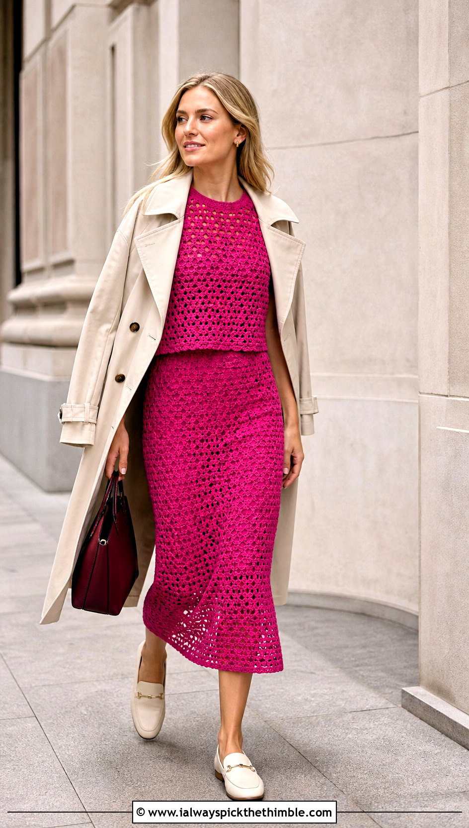 Crochet Co Ord Set With Trench Coat - 25 cute crochet outfits ideas