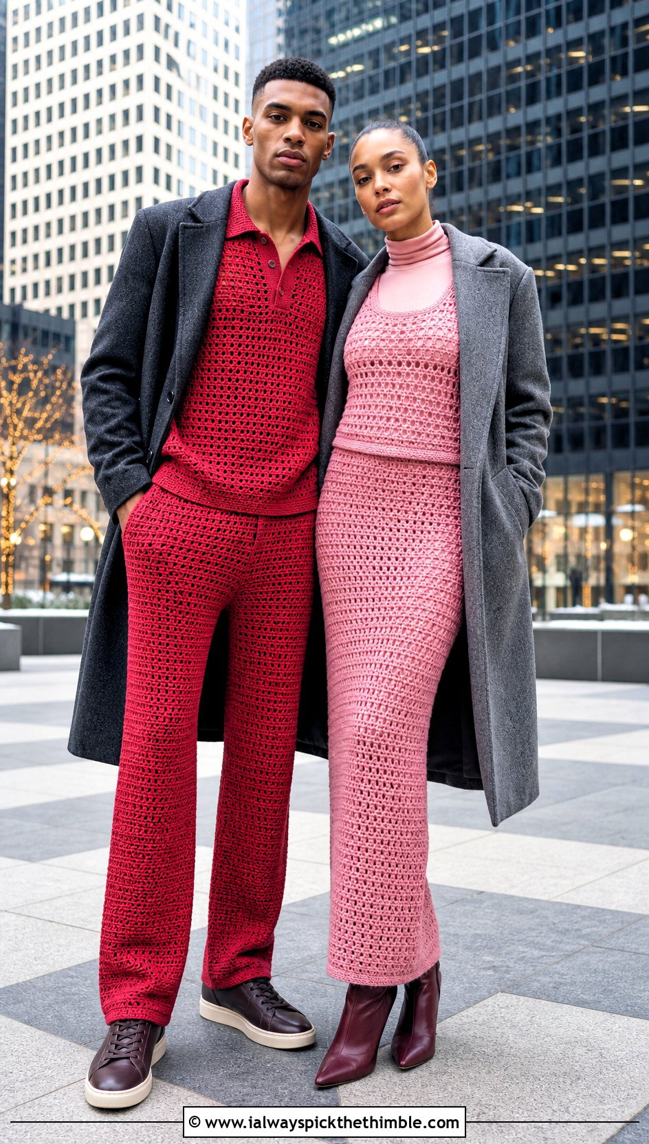Crochet Co Ord Sets With Long Coats - 20 couples crochet outfit ideas