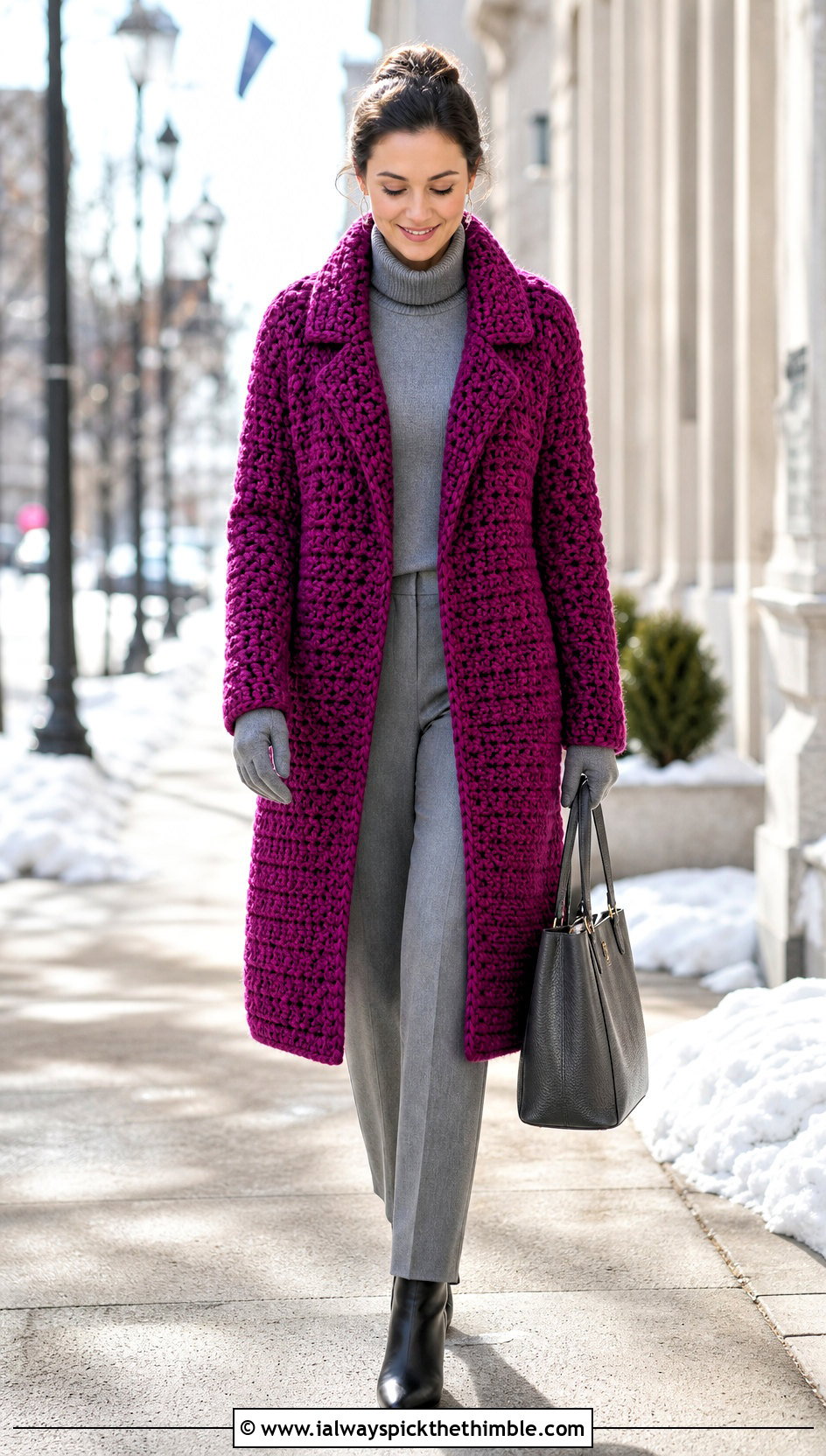 Crochet Coat With Monochrome Basics - 20 crochet womens clothes and outfit ideas