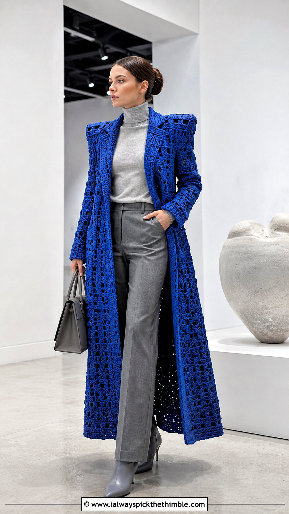 Crochet Coat With Monochrome Winter Basics - 25 Crochet Winter Outfits ideas