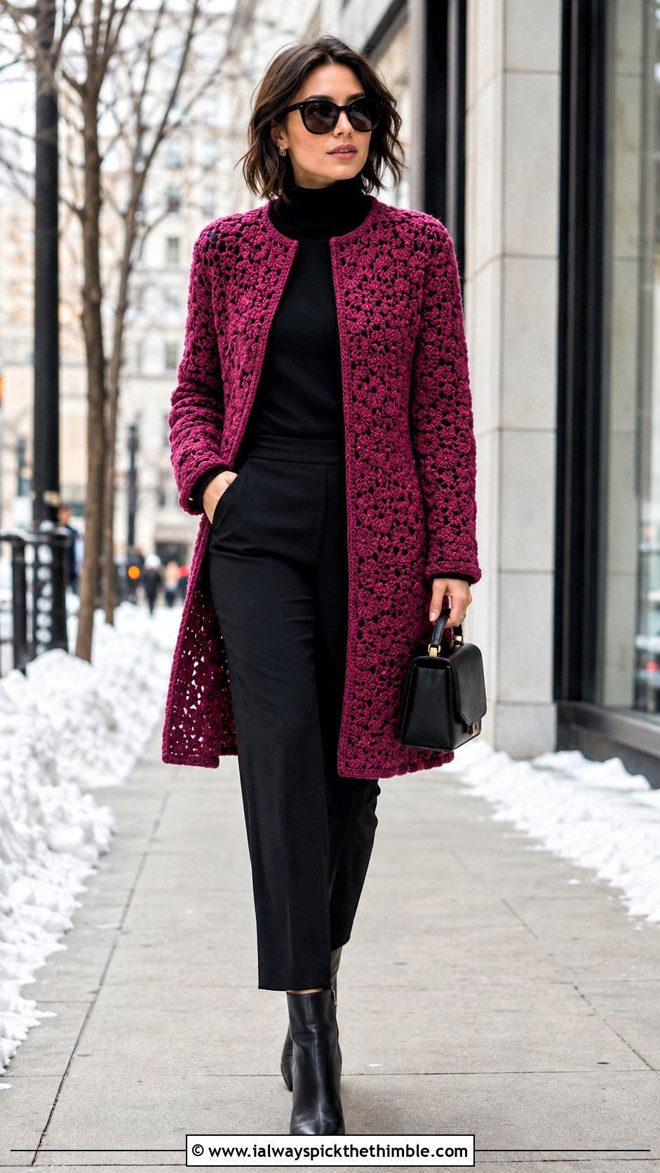 Crochet Coat With Monochrome Winter Basics - 25 crochet winter clothes and outfit ideas