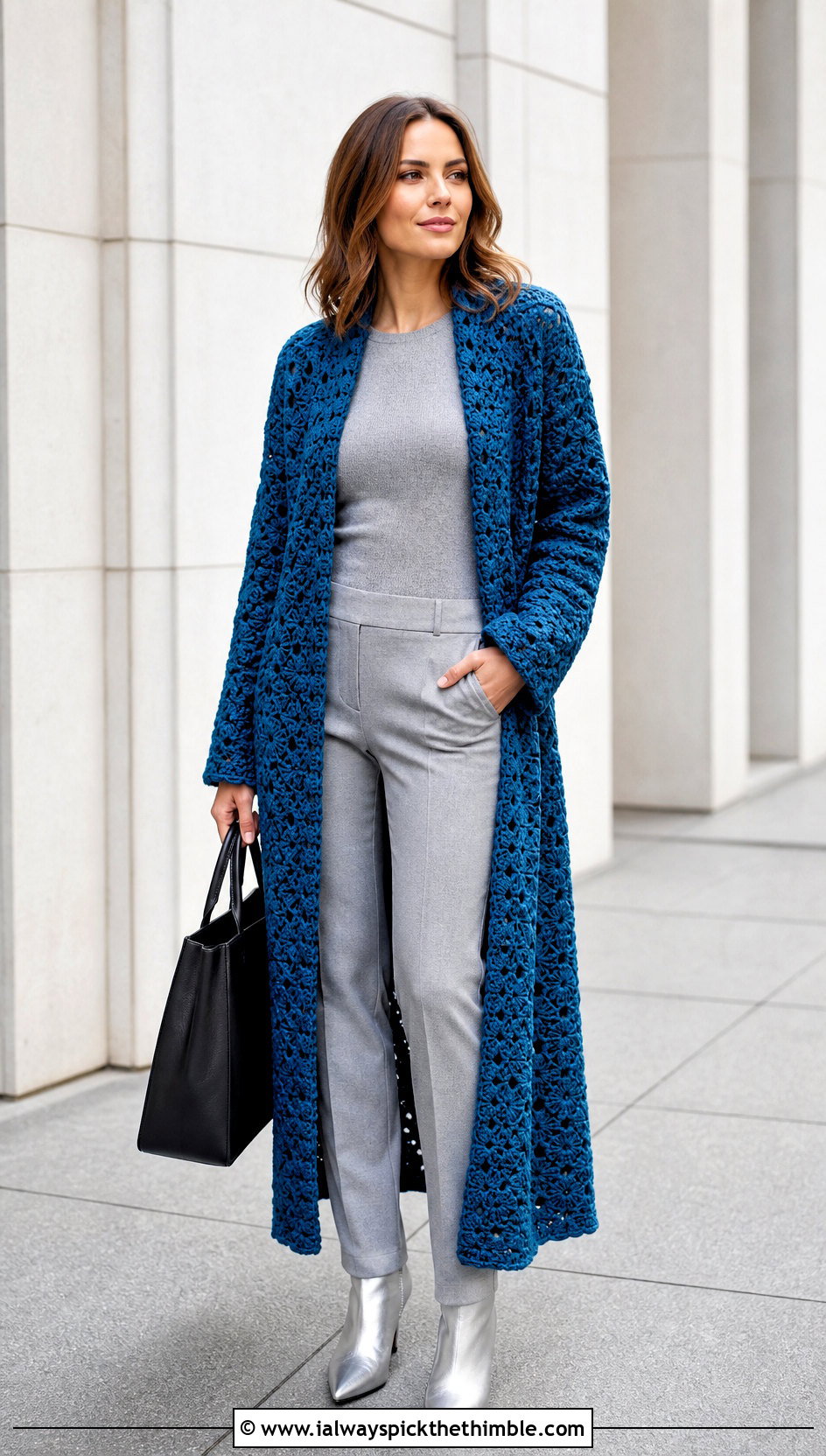 Crochet Coatigan With Monochrome Separates - 25 crochet cardigan ideas