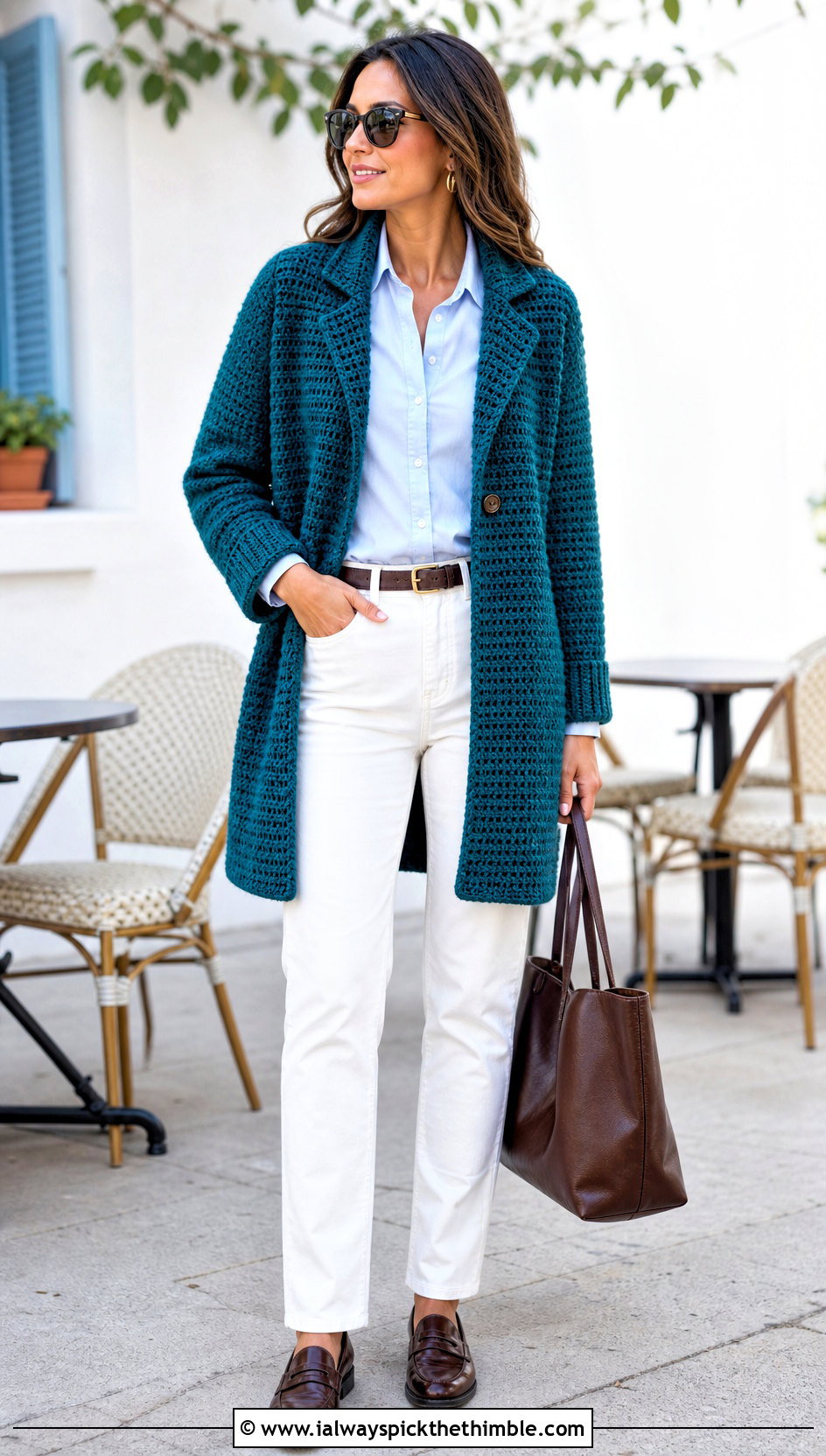 Crochet Coatigan With White Jeans - 20 Crochet Coat For Women outfit ideas