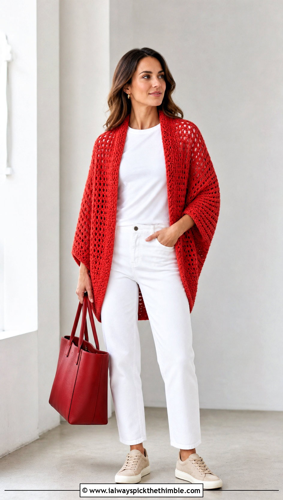 Crochet Cocoon Cardigan With Monochrome Basics - 20 unique crochet cardigan outfit ideas