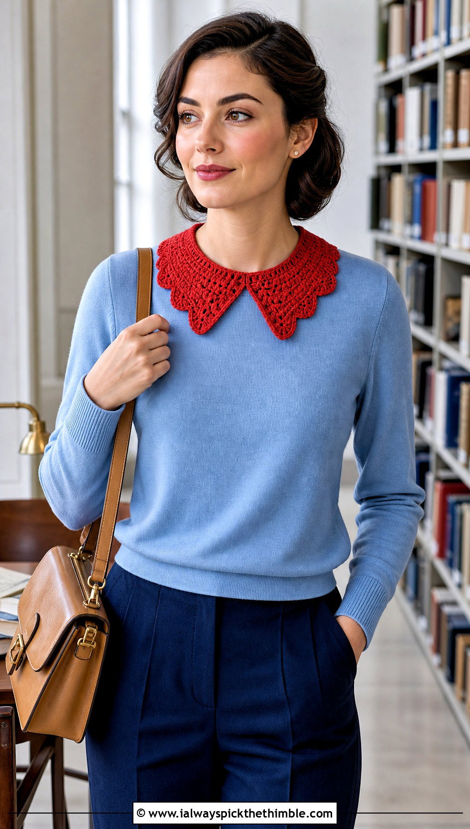 Crochet Collar With Crewneck Sweater Outfit - 25 crochet accessories outfit ideas