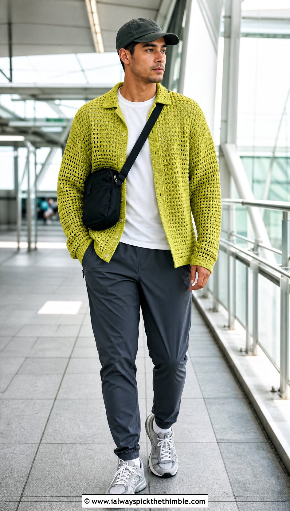 Crochet Collared Overshirt With Technical Pants - 15 Mens Crochet Collared Shirt outfit ideas