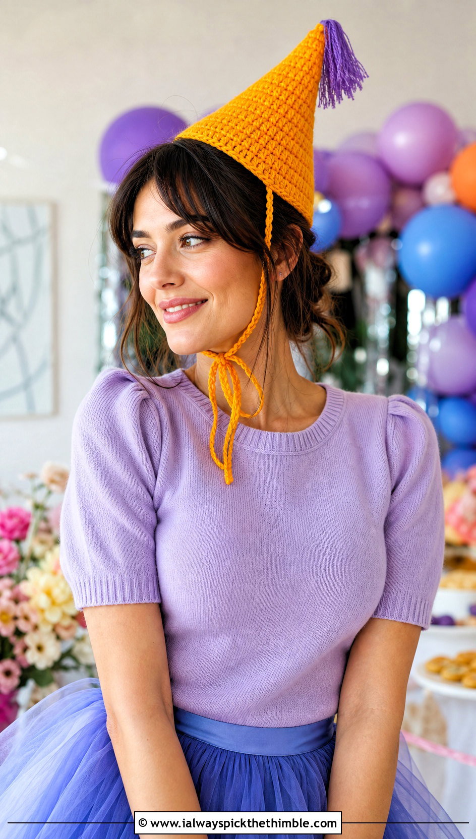 Crochet Cone Party Hat With Tulle Skirt - 20 party crochet hat outfit ideas
