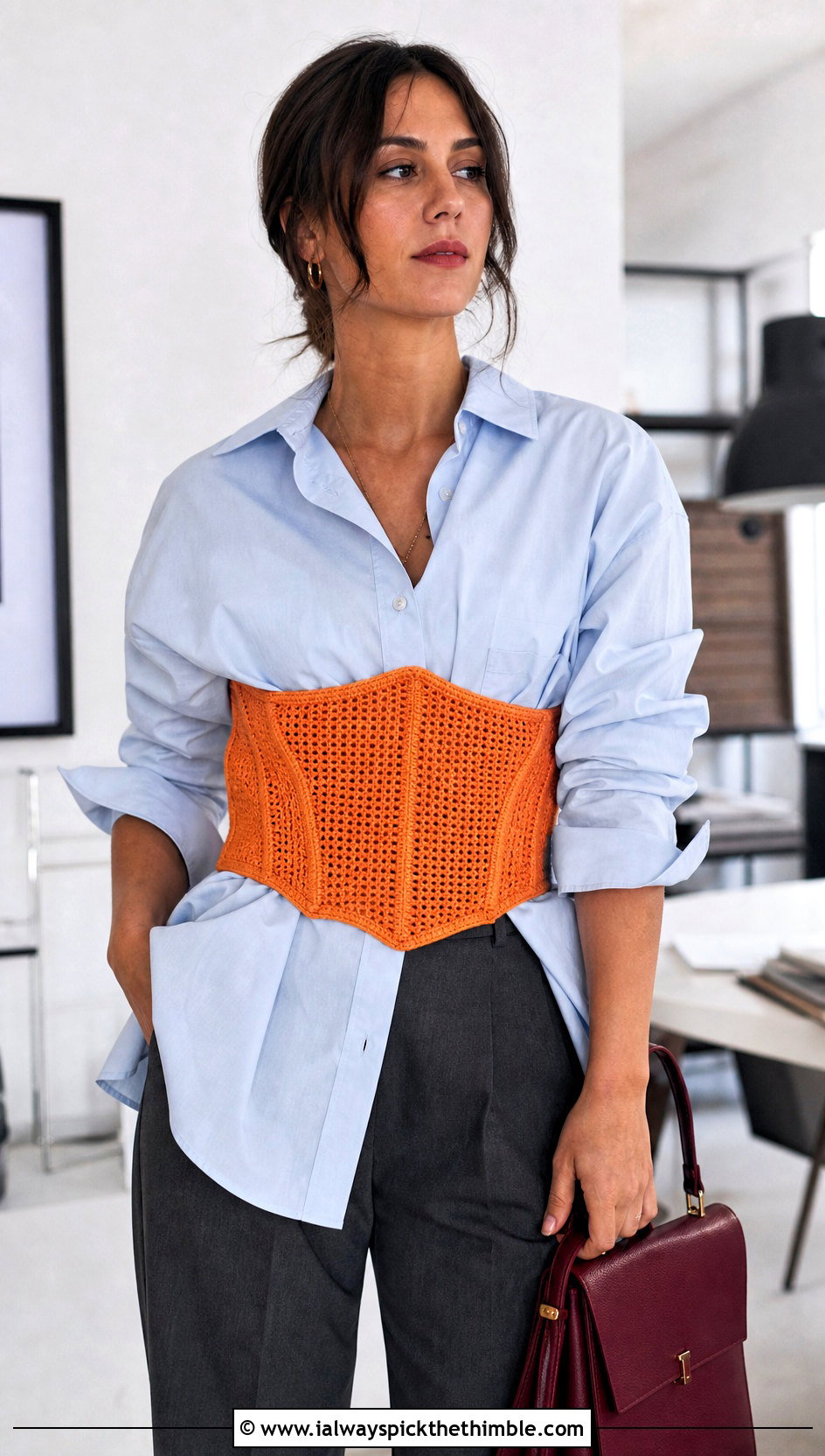 Crochet Corset Belt With Oversized Shirt - 25 crochet clothing and accessories ideas
