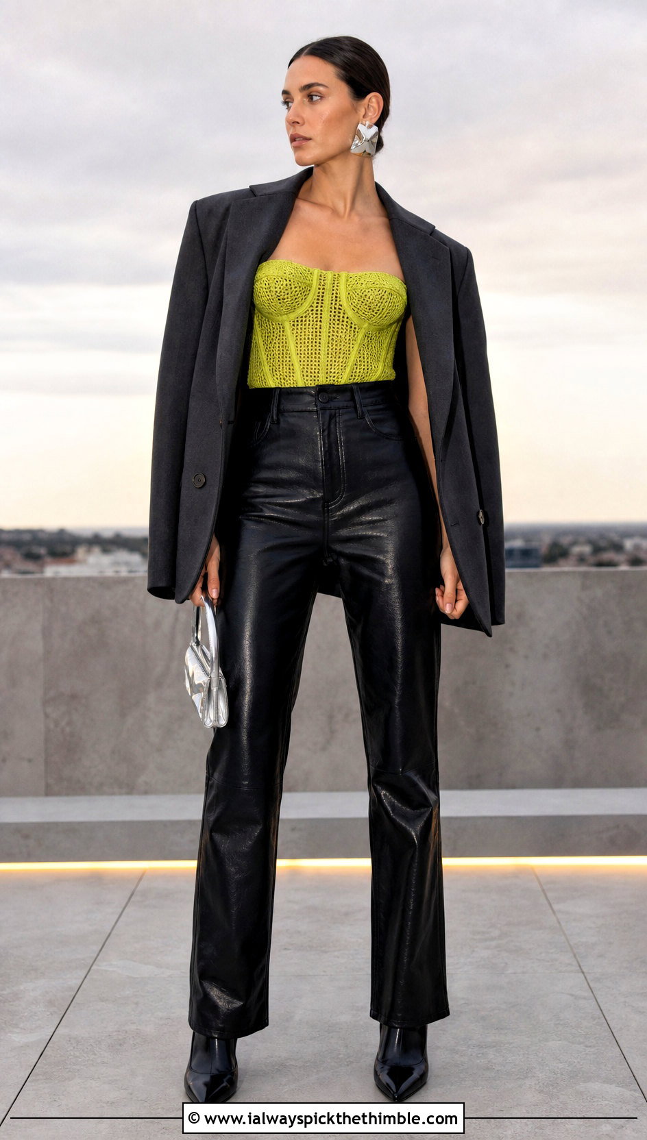Crochet Corset Top With Leather Pants - 25 spring crochet top outfit ideas