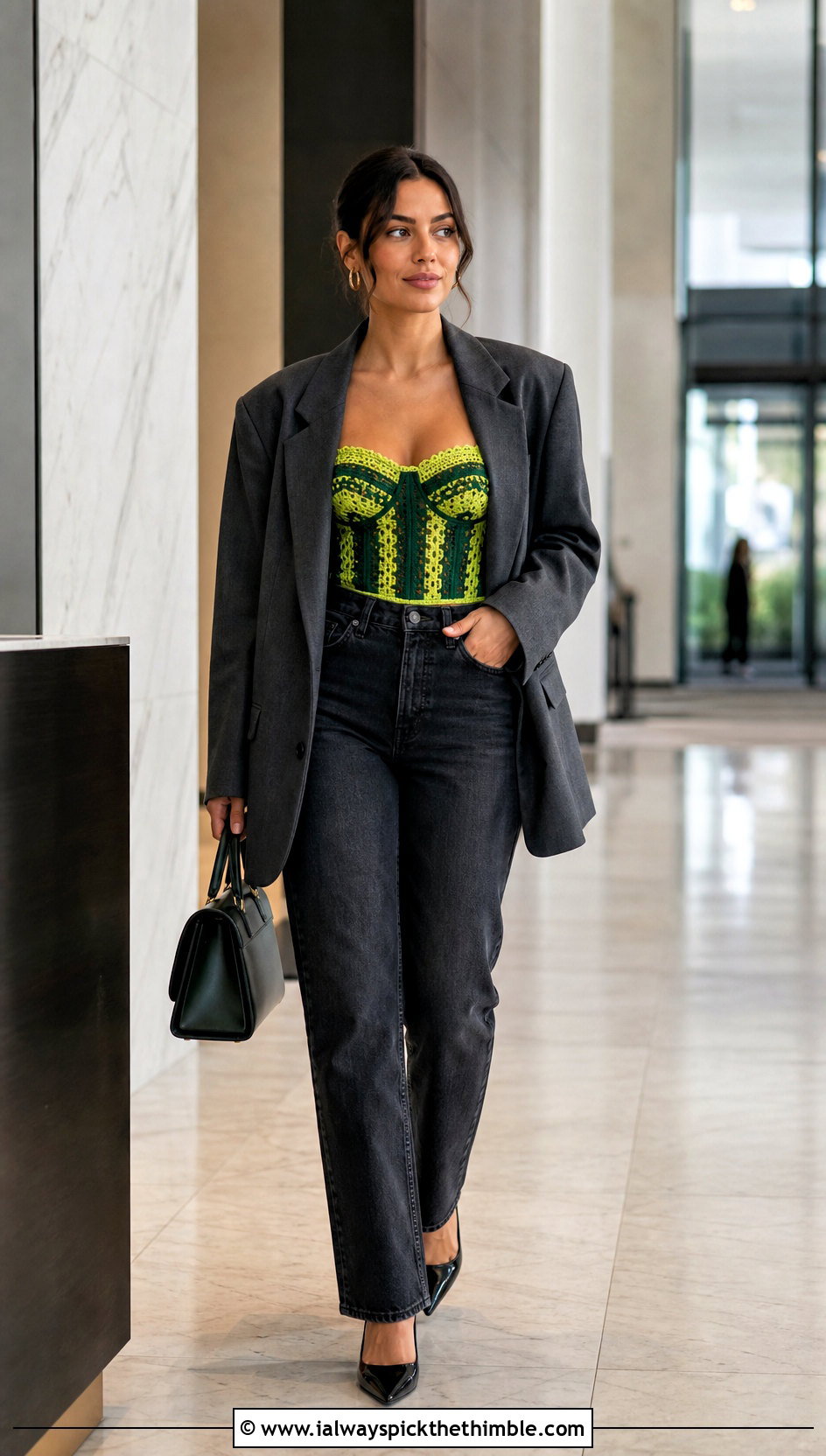 Crochet Corset Top With Oversized Blazer - 20 2 Color Crochet Top outfit ideas