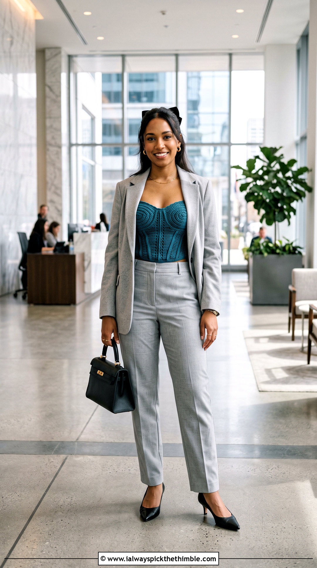 Crochet Corset Top With Tailored Blazer And Trousers - 25 coquette crochet top outfit ideas