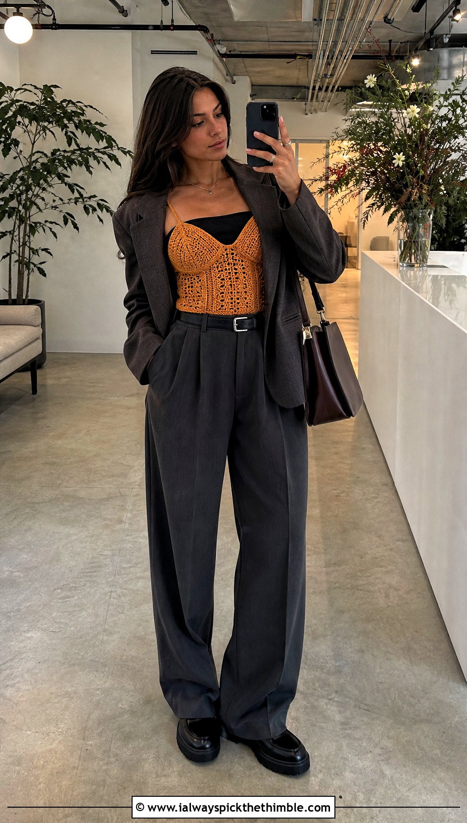 Crochet Corset Top With Tailored Trousers - 25 Crochet Grunge Clothes and outfit ideas