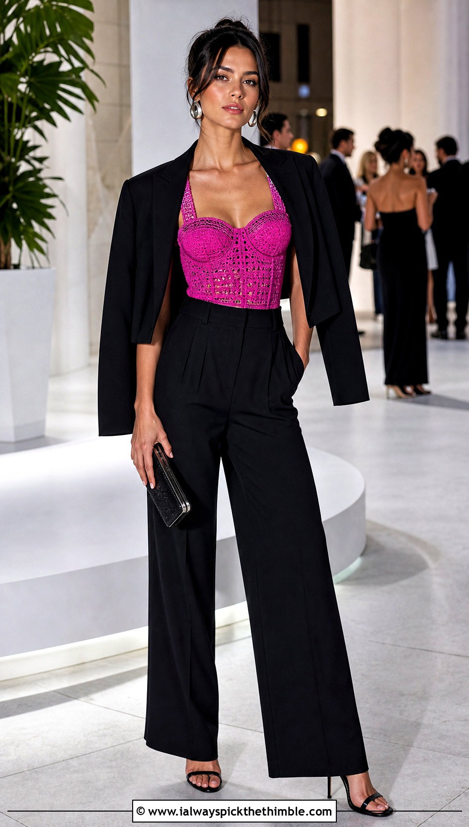 Crochet Corset Top With Wide Leg Trousers - 20 Etsy Crochet Top outfit ideas