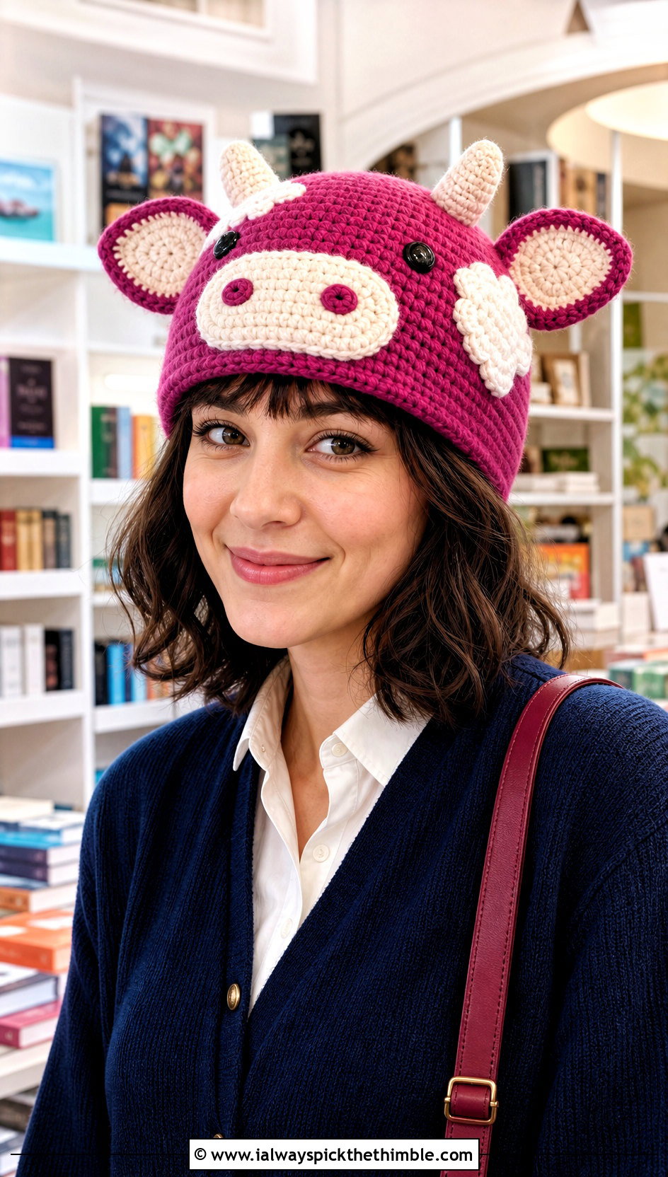 Crochet Cow Amigurumi Hat With Preppy Cardigan - 20 crochet amigurumi hat outfit ideas