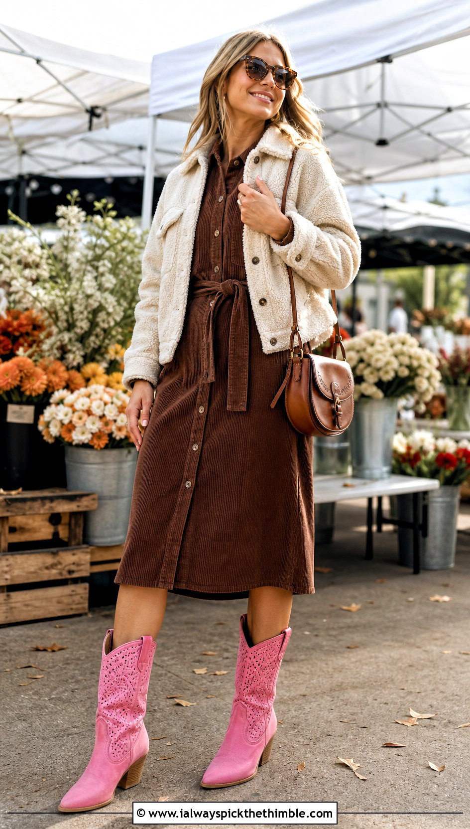 Crochet Cowboy Boots With A Corduroy Dress - 15 colorful crochet winter boots outfit ideas