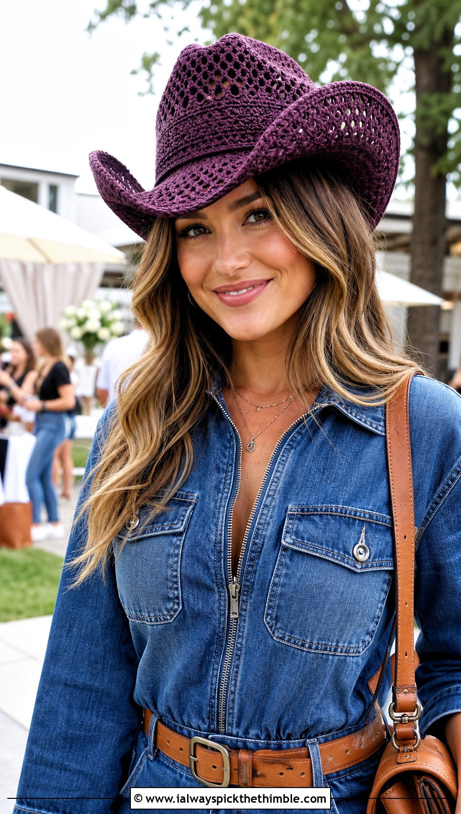Crochet Cowboy Hat With Denim Jumpsuit - 25 Crochet Hat Inspo outfit ideas