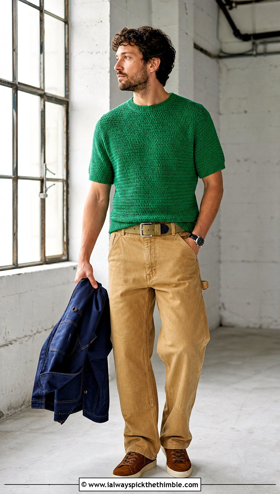 Crochet Crew Neck Top With Workwear Pants - 15 crochet tops for men outfit ideas
