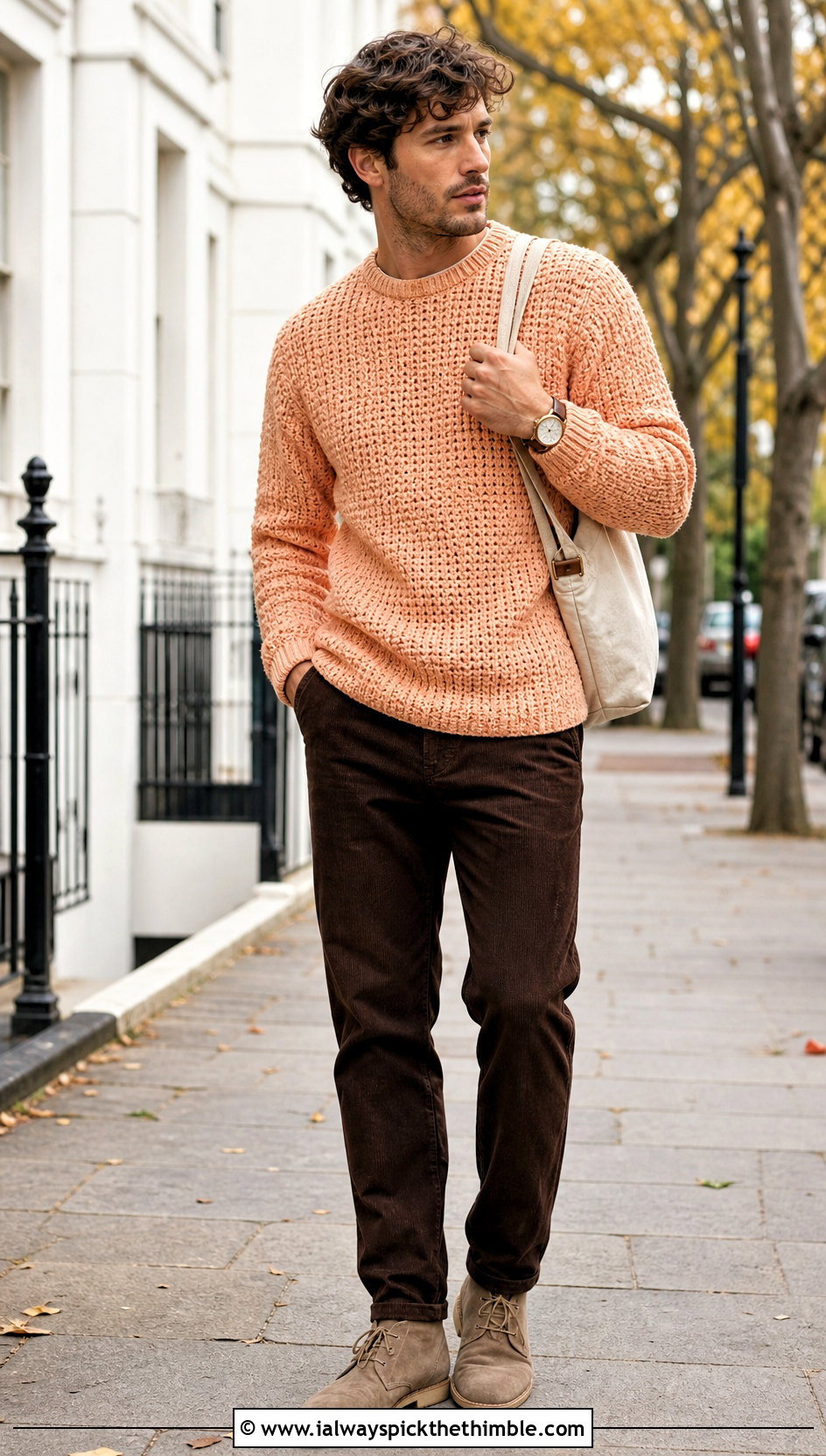 Crochet Crewneck Sweater With Corduroy Pants - 25 crochet mens clothes and outfit ideas