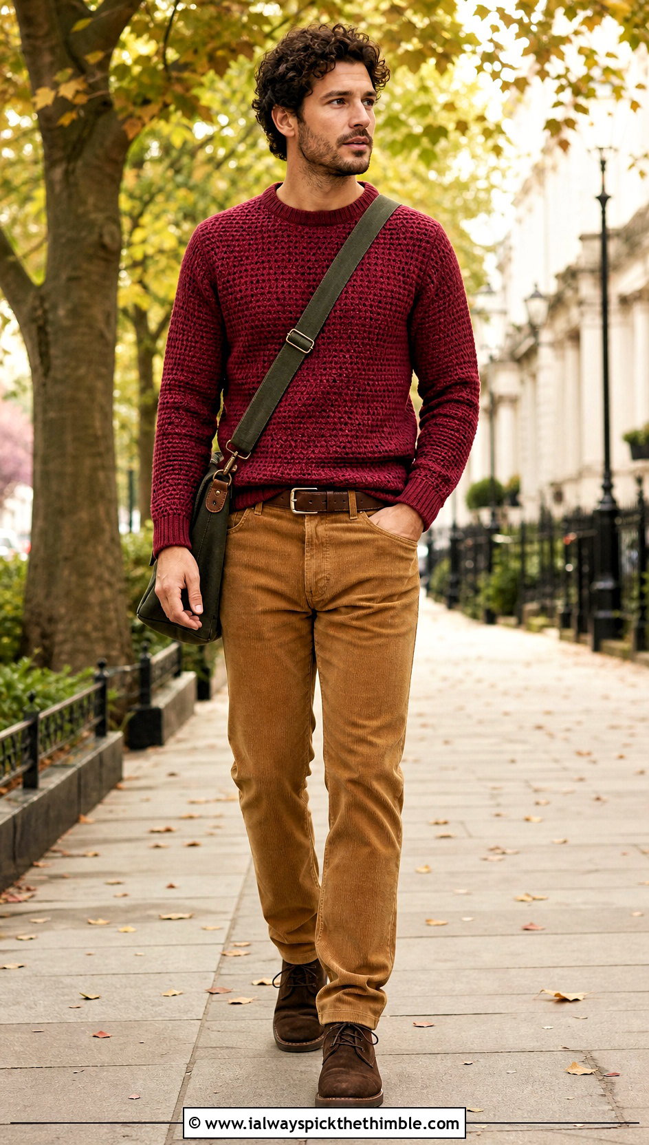 Crochet Crewneck Sweater With Corduroy Pants - 20 Crochet Guys Clothes and outfit ideas