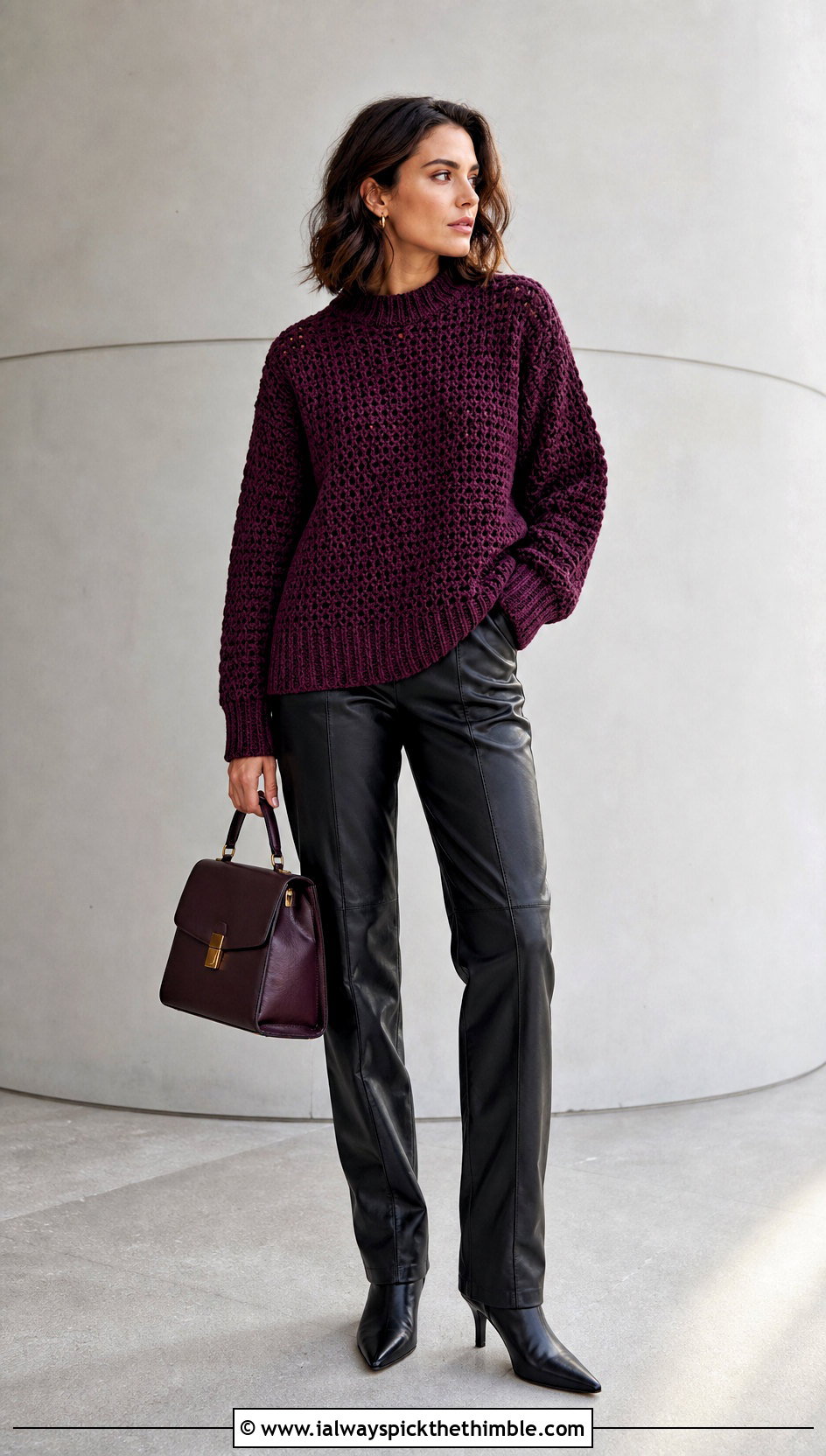 Crochet Crewneck Sweater With Leather Pants - 25 diy crochet clothes and outfit ideas