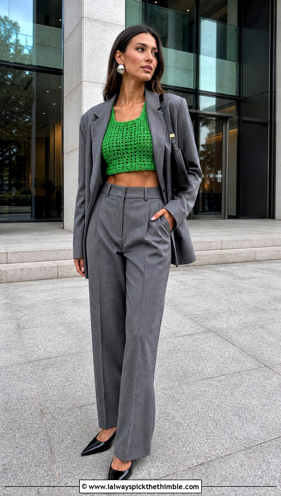 Crochet Crop Tank With Oversized Suit - 20 cute crochet clothing and outfit ideas