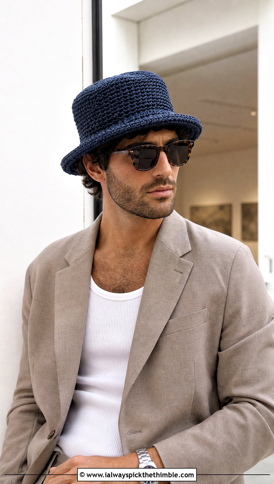 Crochet Crusher Hat With Relaxed Suit - 15 Crochet Mens Hat With Brim outfit ideas