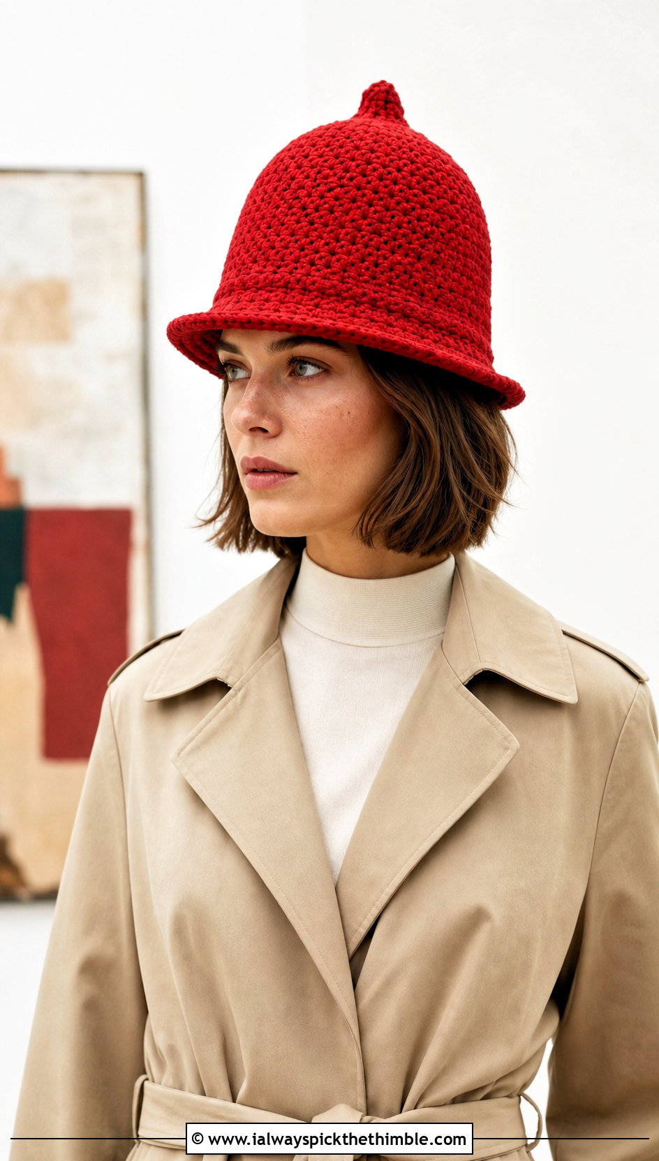 Crochet Custodian Police Helmet With Trench Coat - 20 crochet police hat outfit ideas