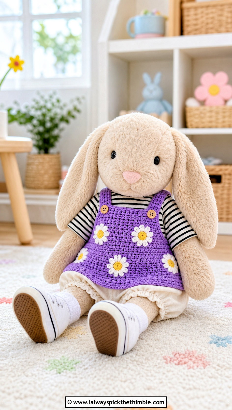 Crochet Daisy Pinafore With Striped T Shirt - 25 crochet jellycat clothes and outfit ideas