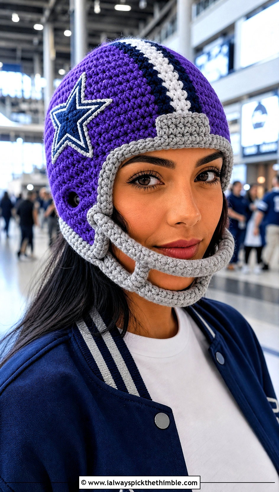 Crochet Dallas Cowboys Helmet Beanie With Varsity Jacket Outfit - 20 Crochet Dallas Cowboys Hat outfit ideas