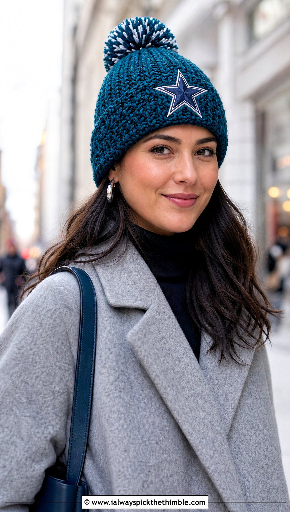 Crochet Dallas Cowboys Pom Pom Beanie With Wool Coat Outfit - 20 Crochet Dallas Cowboys Hat outfit ideas
