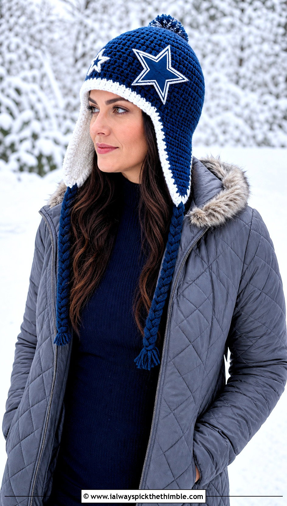 Crochet Dallas Cowboys Trapper Hat With Quilted Coat Outfit - 20 Crochet Dallas Cowboys Hat outfit ideas
