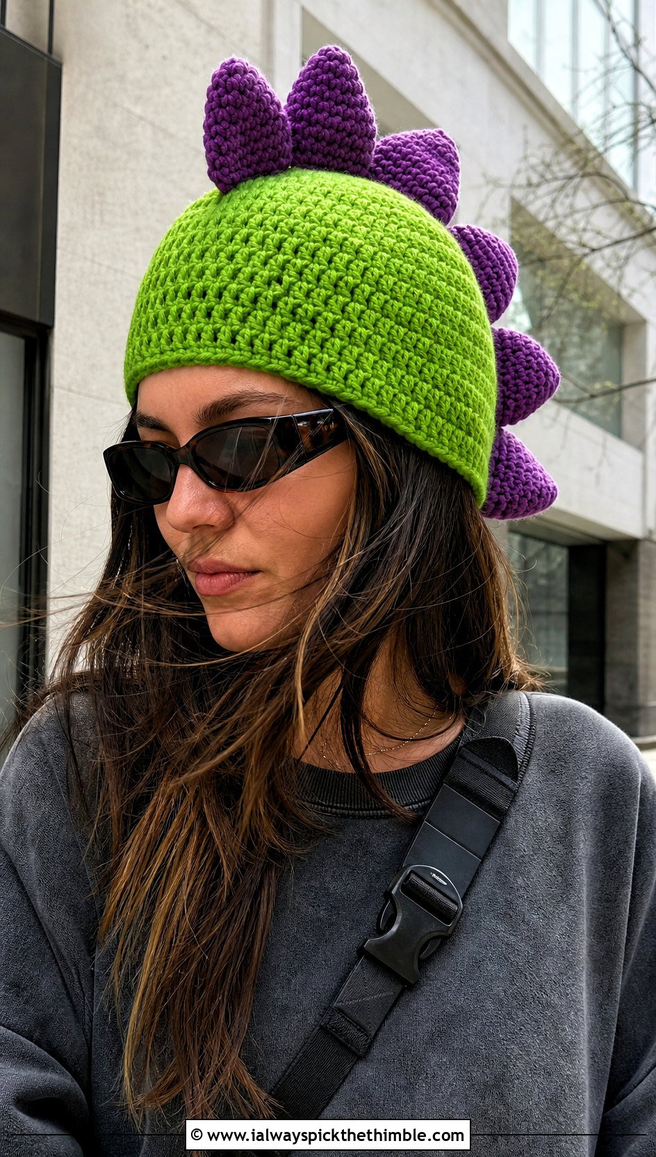 Crochet Dinosaur Spike Hat With Cargo Pants - 20 Crochet Character Hat outfit ideas
