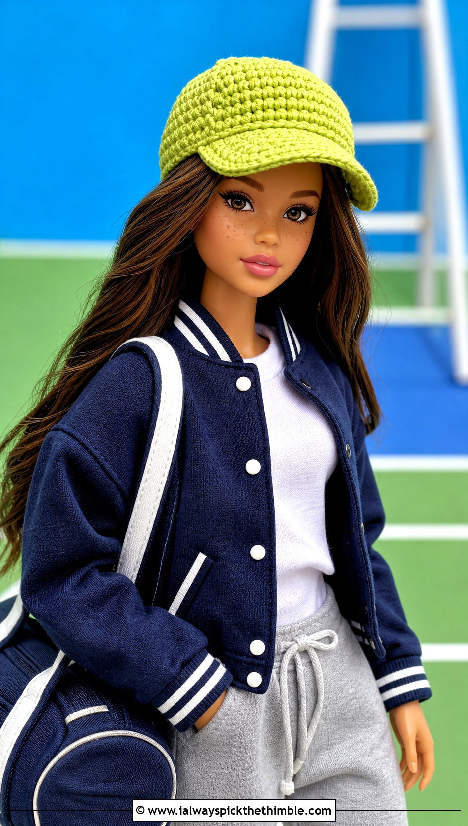 Crochet Doll Baseball Cap With Varsity Jacket - 25 crochet doll hats outfit ideas