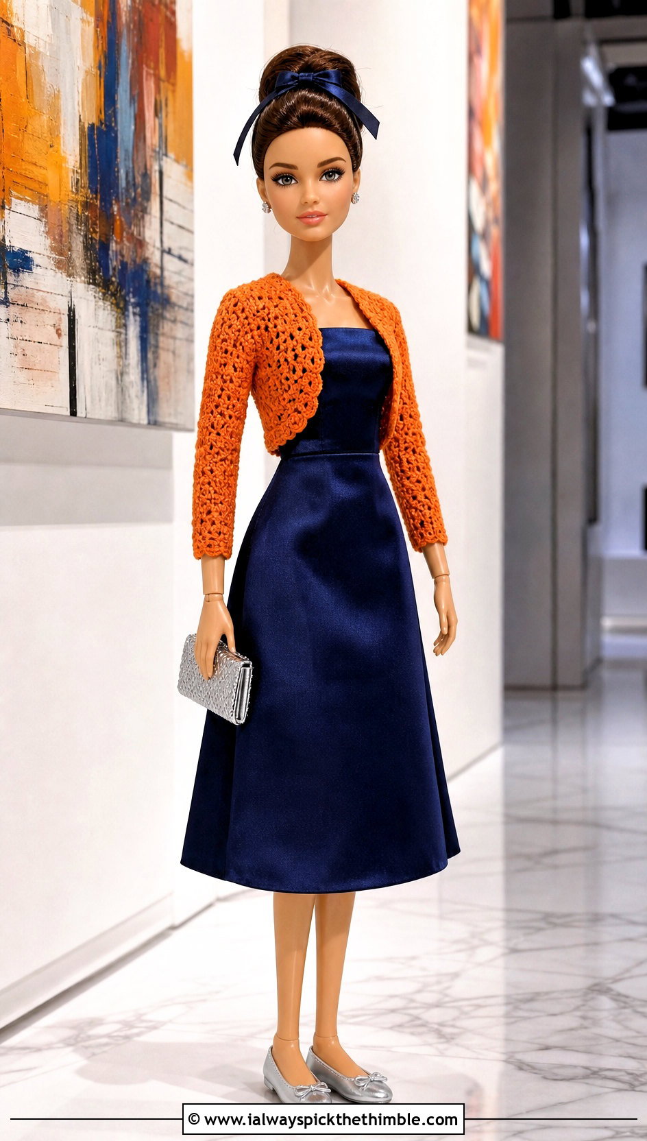 Crochet Doll Bolero With Satin Dress - 15 Crochet Doll Clothes English outfit ideas