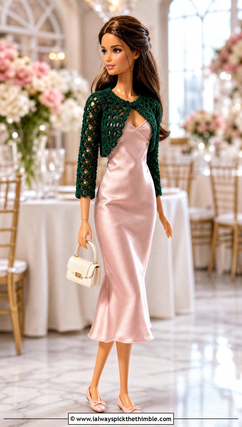 Crochet Doll Bolero With Satin Slip Dress - 25 mini crochet clothes and outfit ideas