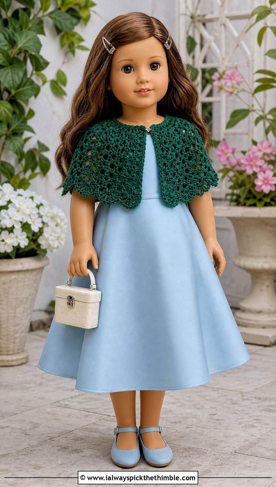 Crochet Doll Capelet With A Line Dress - 20 Dolls Crochet Clothes and outfit ideas