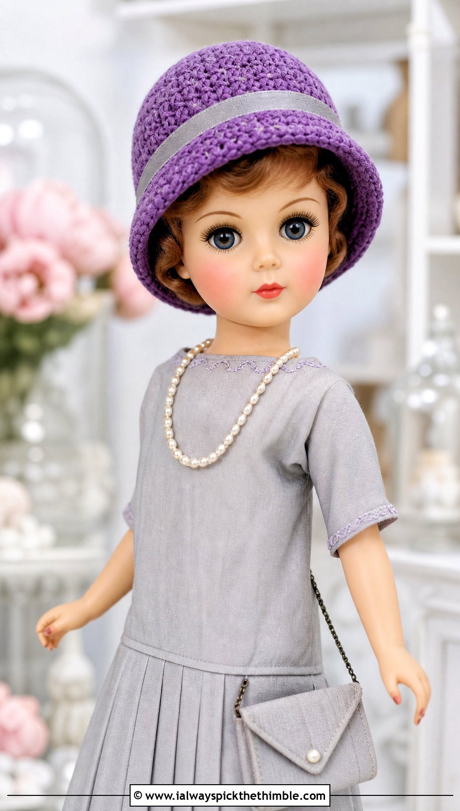 Crochet Doll Cloche Hat With Drop Waist Dress - 25 crochet doll hats outfit ideas