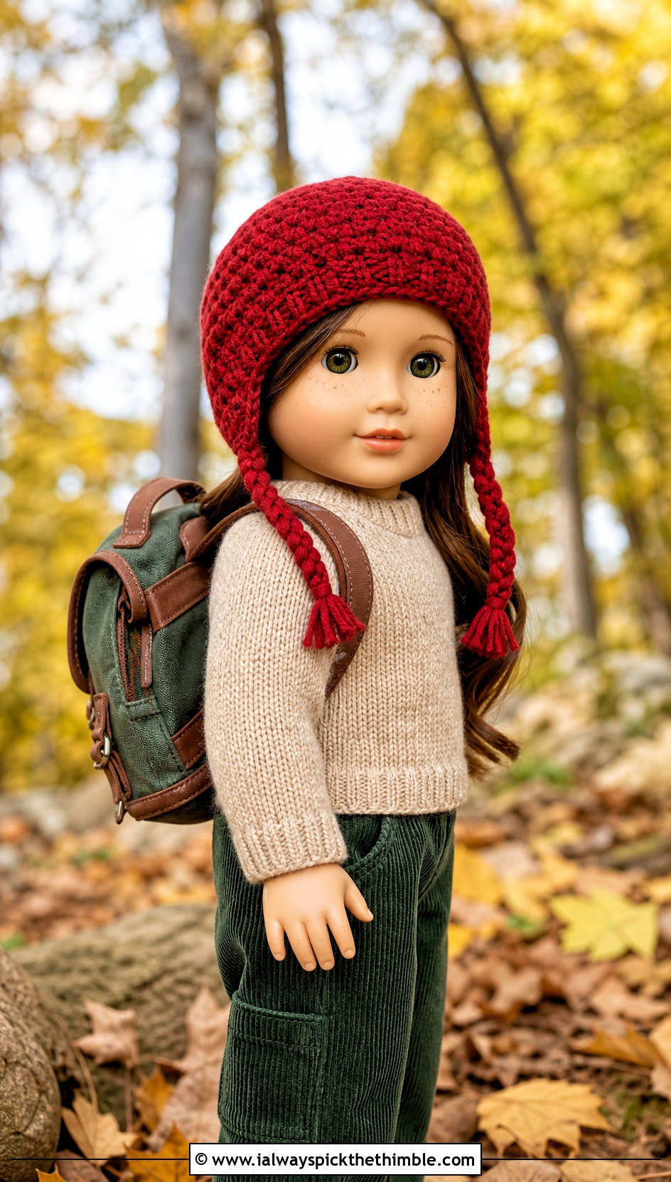 Crochet Doll Earflap Hat With Sweater And Corduroy Pants - 25 crochet doll hats outfit ideas