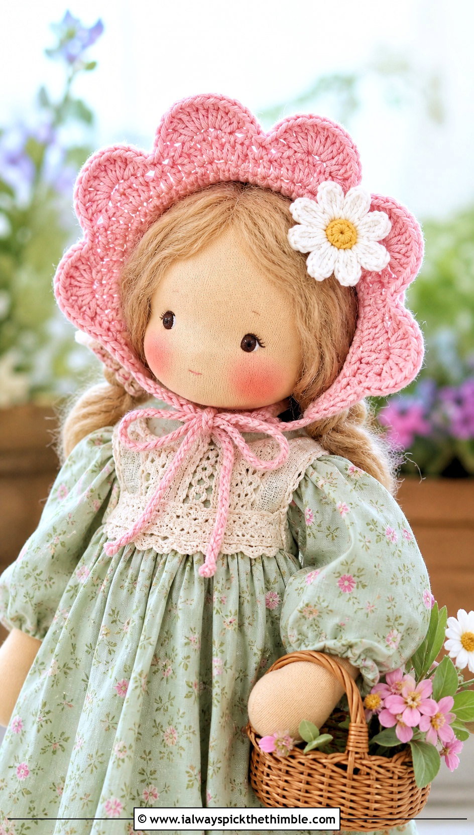 Crochet Doll Flower Bonnet With Prairie Dress - 25 crochet doll hats outfit ideas