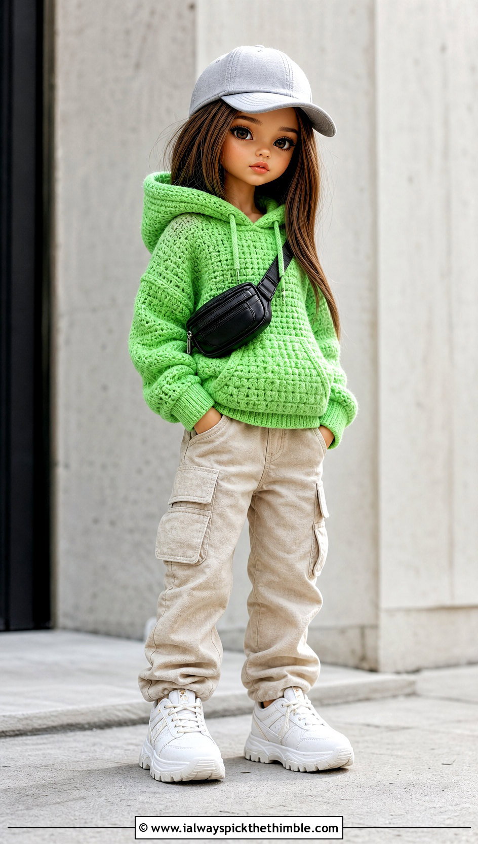 Crochet Doll Hoodie With Cargo Pants - 20 Crochet Mini Doll Clothes and outfit ideas