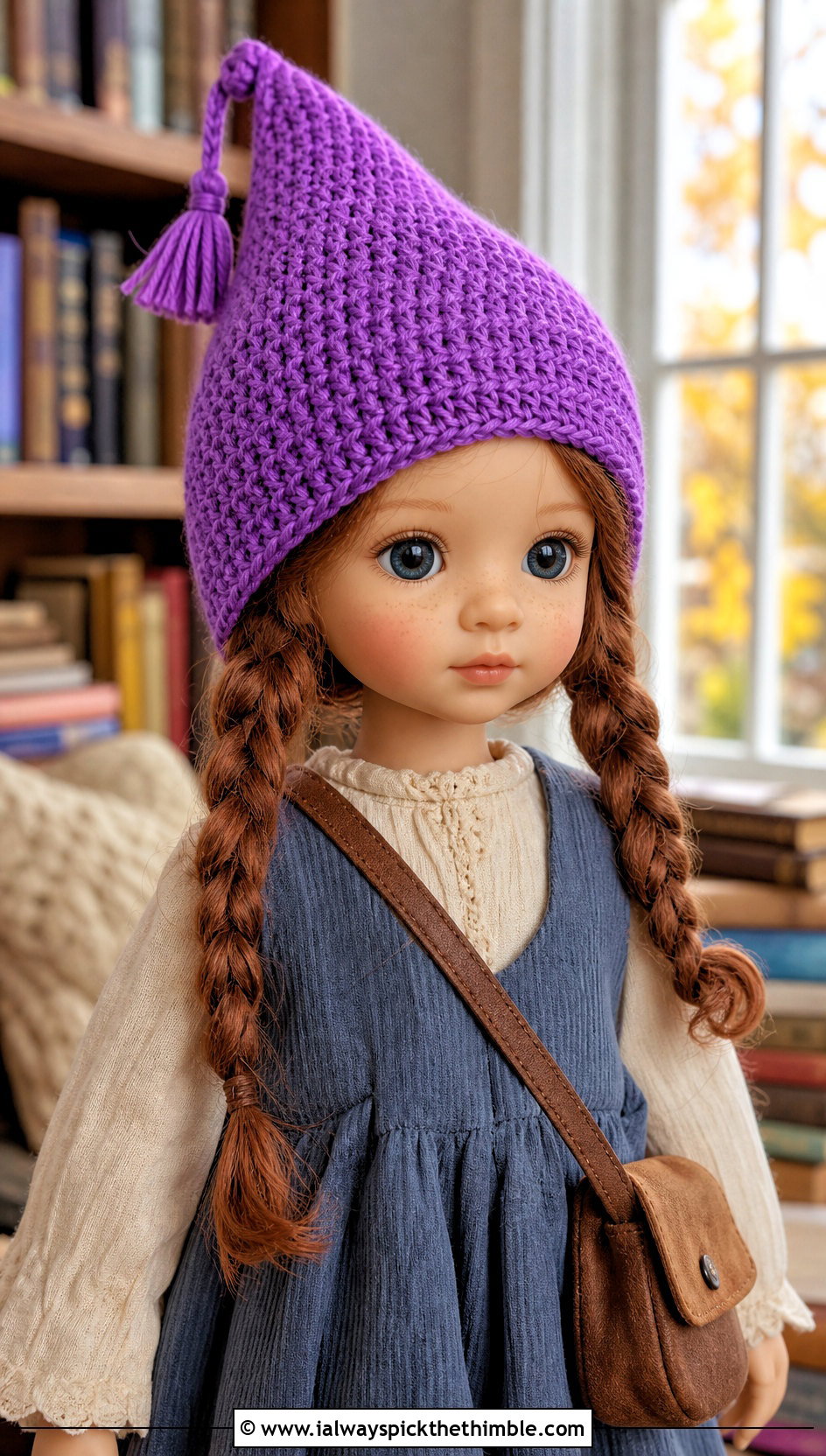 Crochet Doll Pixie Hat With Pinafore Dress - 25 crochet doll hats outfit ideas