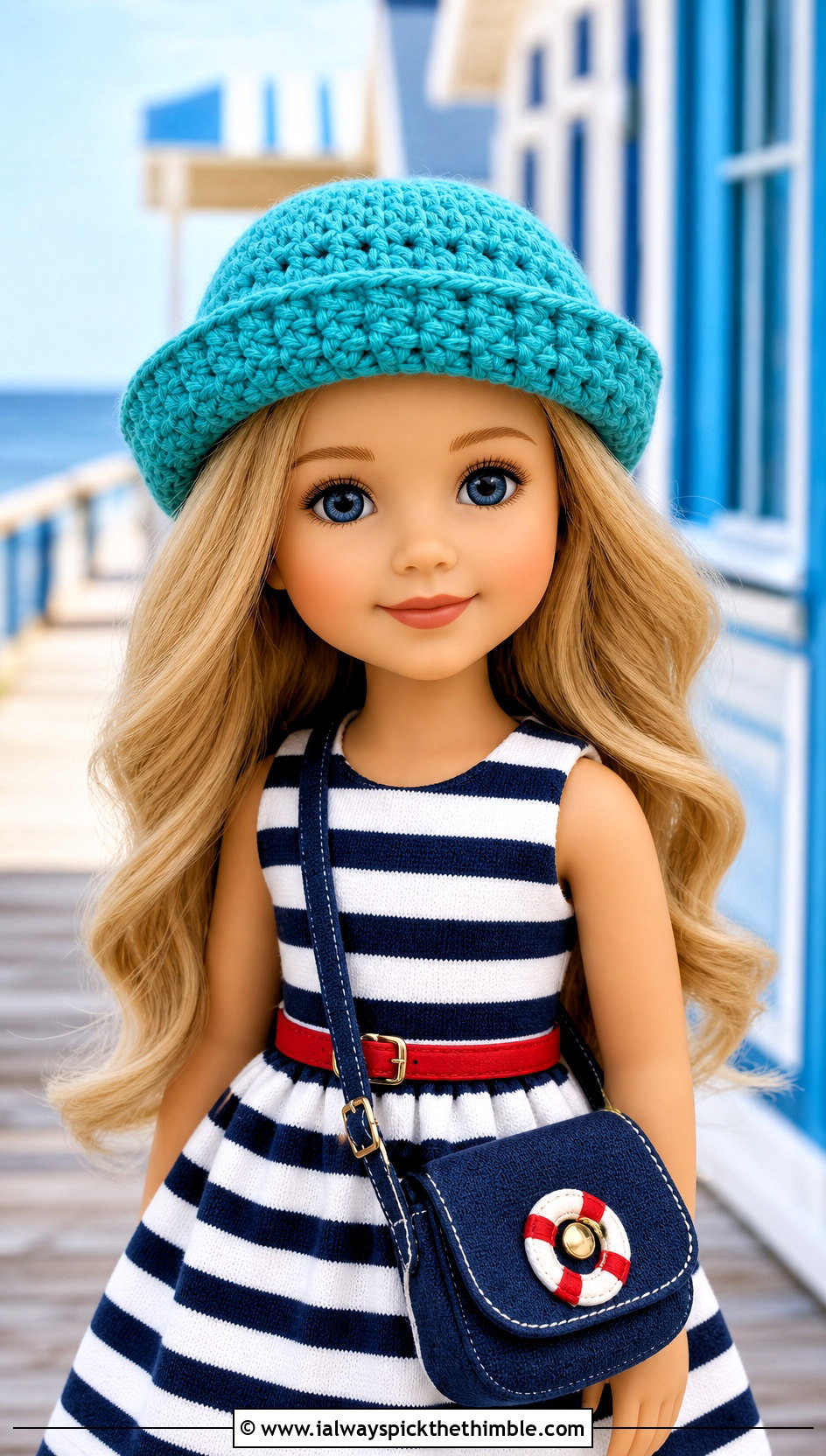 Crochet Doll Sailor Hat With Striped Dress - 25 crochet doll hats outfit ideas