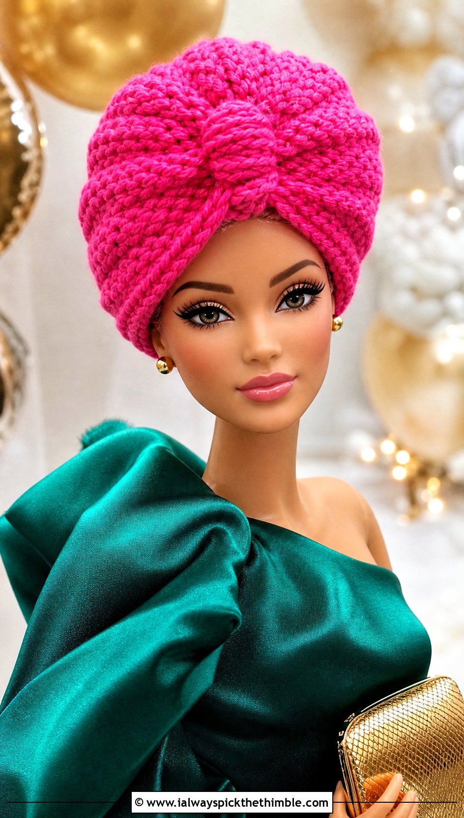 Crochet Doll Turban Hat With Satin Dress - 25 crochet doll hats outfit ideas