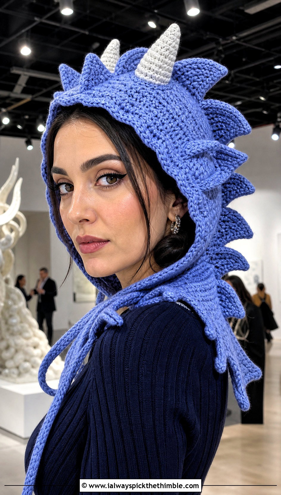 Crochet Dragon Amigurumi Hood With Knit Dress - 20 crochet amigurumi hat outfit ideas
