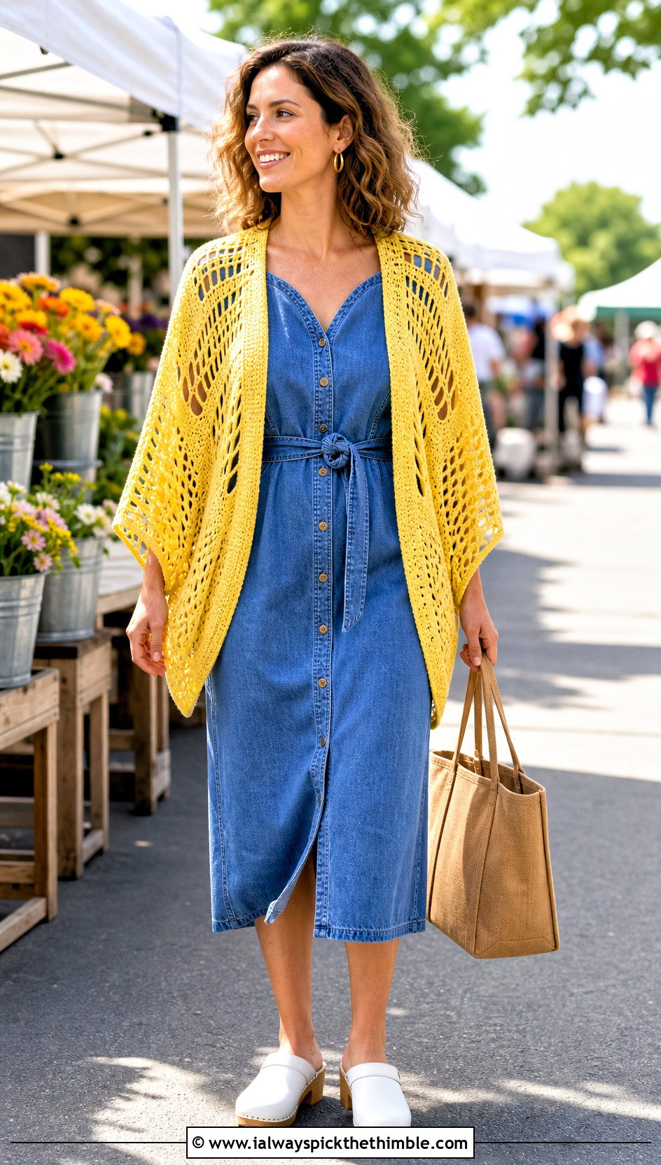 Crochet Dragonfly Wing Shawl With Denim Dress - 20 Crochet Wing Shawl outfit ideas
