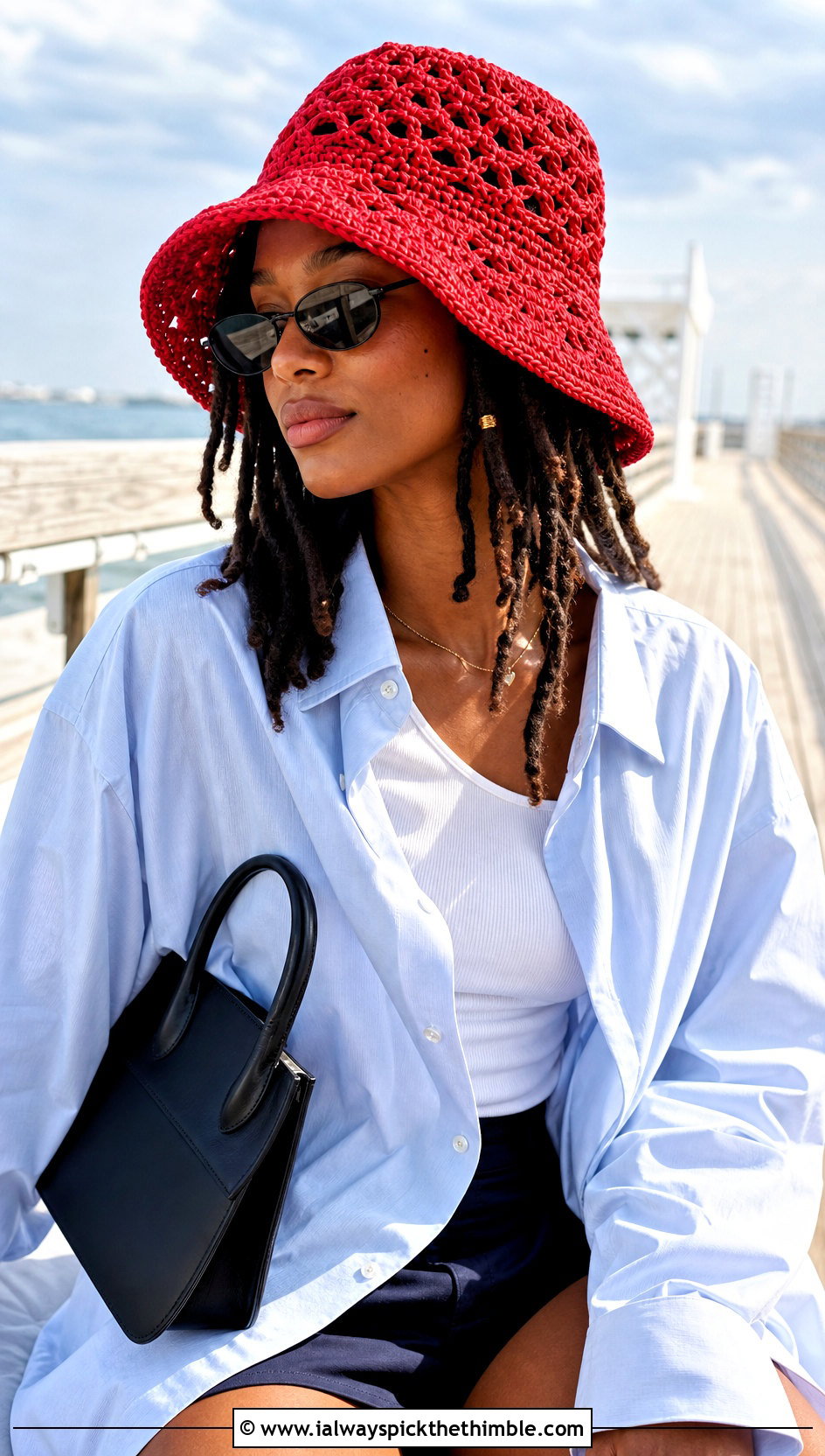 Crochet Dreadlock Bucket Hat With Oversized Shirt And Shorts - 20 Crochet Dreadlock Hat outfit ideas